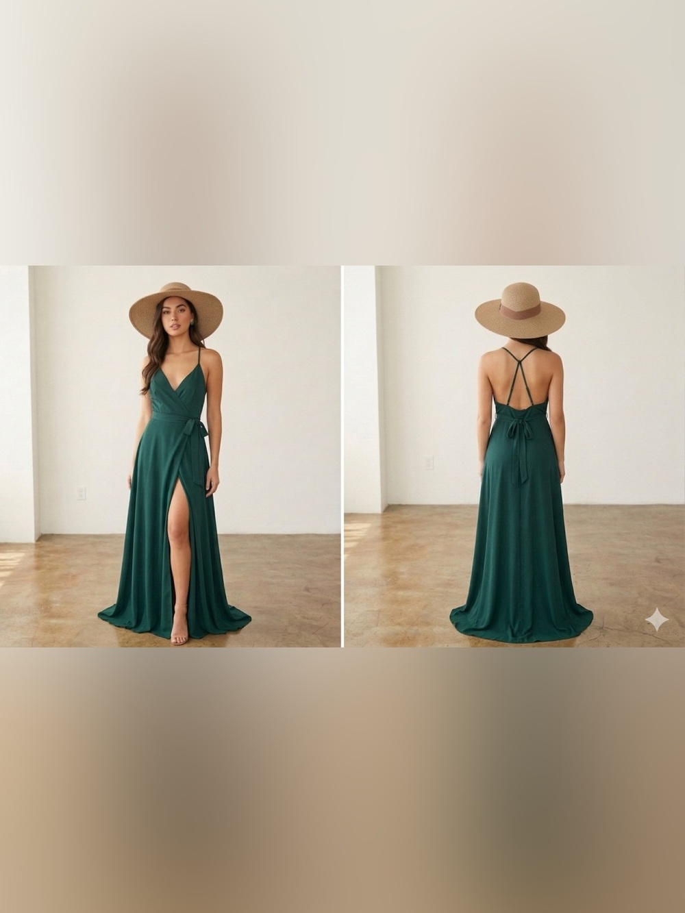 Forever 21 Dark Green Maxi Wrap Dress with Slit Size M